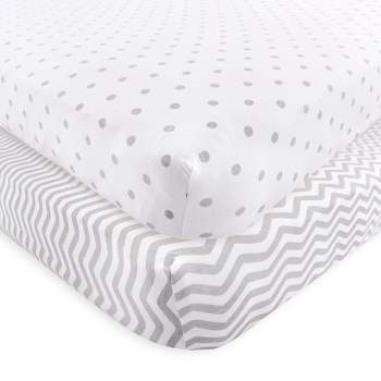 Luvable Friends Baby Fitted Crib Sheet, Gray Chevron Dot, One Size
