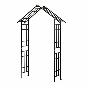 Lirago Black Metal Garden Arch - Adjustable 2-in-1 Galvanized Iron Trellis with Gate  16.92"Dx101.96"Hx42.51"W - 1 of 4