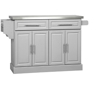 HOMCOM Portable Multi-Storage Rolling Kitchen Island Storage Cart with Stainless Steel Top & Cabinet on Wheels - 1 of 4