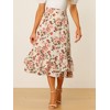 INSPIRE CHIC Women's Chiffon Elastic Waist Ruffle Tiered Flowy Midi Floral Printed Skirts - 3 of 4