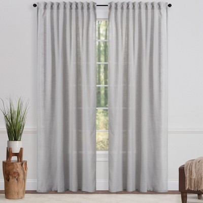 Silver Semi-Sheer Polyester Window Curtain Panels, 52 x 96 Inches