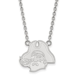 Black Bow Jewelry 10k White Gold East Carolina Pirates NCAA Necklace 18 Inch - 1 of 4