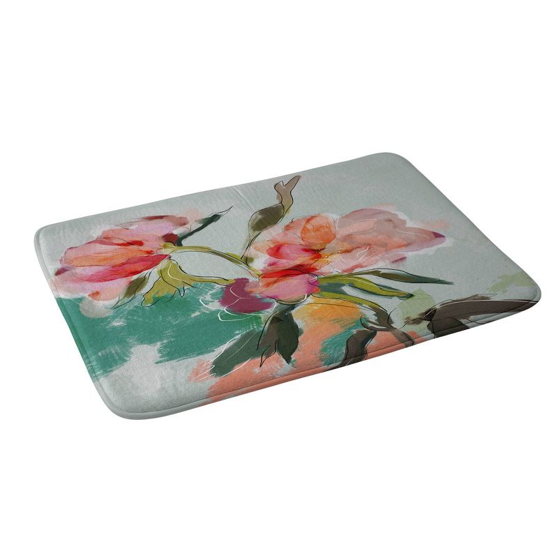Abstract Floral Memory Foam Bath Mat Pink - Deny Designs, 3 of 5
