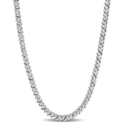 EVERLY JEWELRY | Sterling Silver 1 CT TW Diamond Braided Necklace - 17 inch