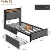 Bed Frame with 2 Storage Drawers and Charging Station, Rustic Linen Upholstered Platform Bed Frame, No Box Spring Needed, Easy Assembly, Noise Free - 2 of 4
