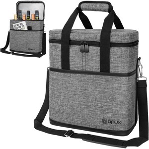 OPUX Wine Bag, 4,6 Bottle Cooler Insulated Tote Carrier Travel Picnic BYOB, Leakproof Padded Portable Party Christmas Gift - 1 of 4