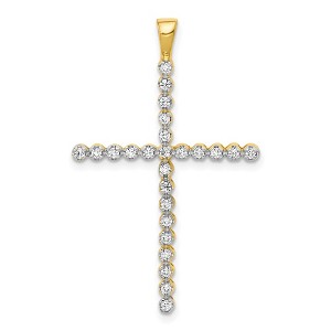 Black Bow Jewelry 14k Yellow Gold & Rhodium 1/4 Ctw Diamond Latin Cross Pendant, 22x36mm - 1 of 4