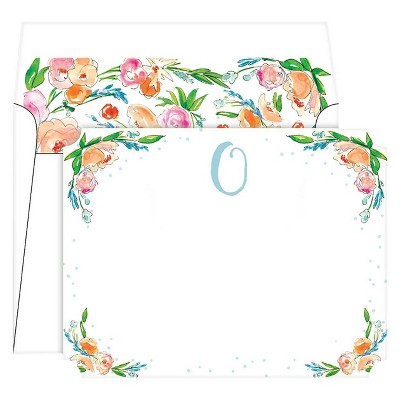 10ct Die-Cut Social Set Floral Crest Monogram - O