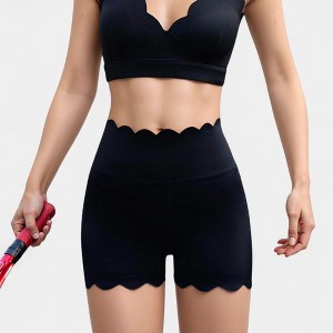 Anna-Kaci Active Women's Scalloped High Waist Athletic Shorts with Soft Stretch Fabric and Seamless Waistband - 1 of 4