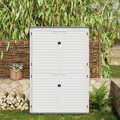 Resin Storage Shed, Outdoor Storage Cabinet Waterproof, Outdoor Storage Box for Patio Tools