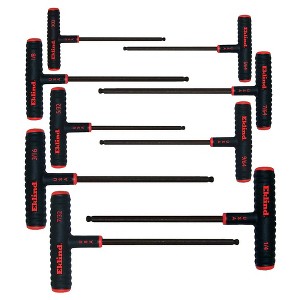 Eklind Tool 9 Piece Set Power T Handle Ball Hex Key Chrome Nickel Alloy Steel Allen Wrench with Textured Grip for Basic Home Repair and Improvement - 1 of 4
