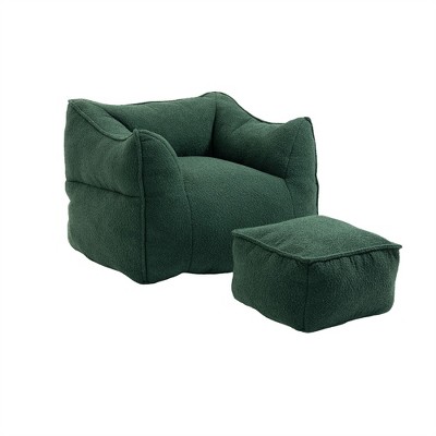 XINGHANZHENXUAN High Back Bean Bag Chair Lazy Sofa with Ottoman, Memory Foam Filled Lounger for Adults & Kids