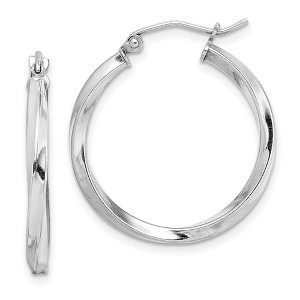 Black Bow Jewelry 2.5mm Sterling Silver, Twisted Round Hoop Earrings, 25mm (1 In) - 1 of 4