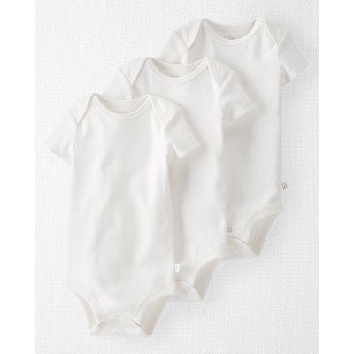 Image of Baby 3pk Organic Cotton Short Sleeve Bodysuit - little planet by carter's White 3M