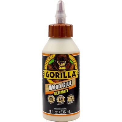 Gorilla Wood Glue Incredibly Strong Adhesive Indoor Outdoor Water Resistant  Dries Natural Color 8oz Bottle, 4-Pack 