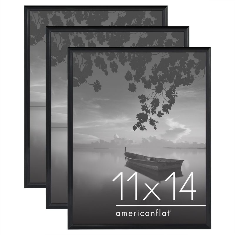 Americanflat 3 Pack Lightweight Snap Frame, Front Loading Picture Frame Set - Black Picture Frames, 1 of 10