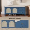 Shoe Storage Bench, Vintage Shoe Bench with Storage and Cushion, Shoe Bench with 2 Drawers and 2 Rattan Door,White - 4 of 4