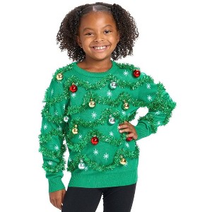 Tipsy Elves Kids Gaudy Garland Ugly Christmas Sweater - Funny Ugly Christmas Sweater for Holiday Parties - 1 of 2