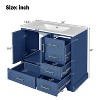 VYNXARIA 36" Traditional Bathroom Vanity with Ceramics Sink , Blue Bathroom Cabinet with Two Soft Close Doors and Four Drawers - 4 of 4