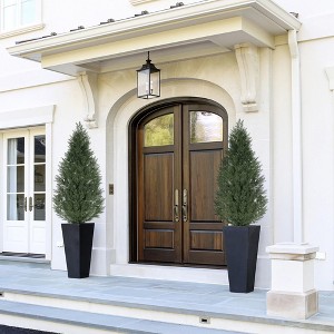 4 Ft Artificial Topiary Trees for Outdoors, Outdoor Artificial Cedar Tree Set of 2, Faux Evergreen Fake Pine Cypress Trees Plant - 1 of 4