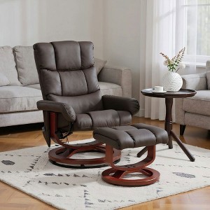 Resenkos Swivel Recliner with Ottoman, Massage Recliner Chair with Remote, Faux Leather, - 1 of 4