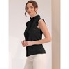 Allegra K Women's Summer Solid Ruffle Round Neck Sleeveless Button Up Shirt - 4 of 4