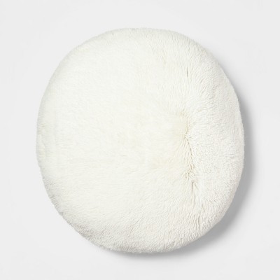 round faux fur pillow