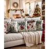 Christmas Throw Pillow Covers 18x18 Set of 4,Linen Pillow Cases Vintage Country Tree Green Striped - 2 of 4