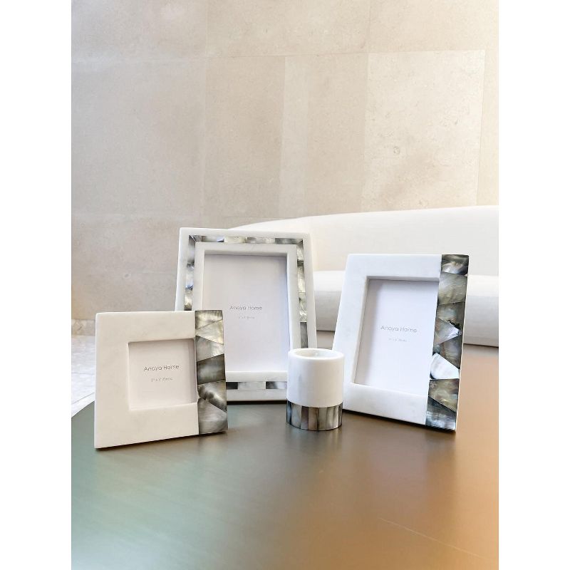 Grey Mother of Pearl White Marble Picture Frame - Anaya, 5 of 8