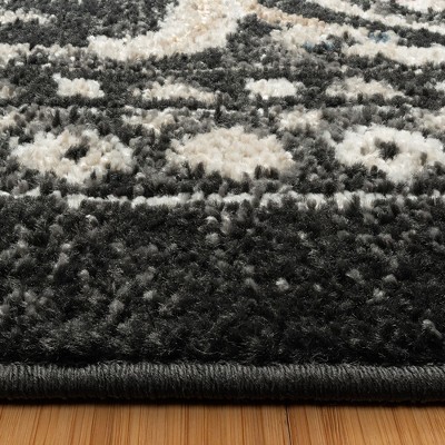 Black and Beige Tufted Synthetic Rectangular Area Rug