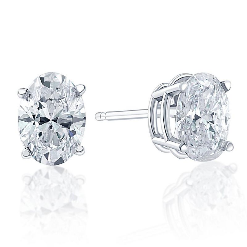 Pompeii3 VS 3/4Ct Certified Lab Created Oval Diamond Studs 14k White Gold Earrings, 4 of 6