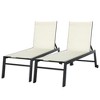 Outsunny Chaise Lounge Outdoor Pool Chair Set of 2 with Wheels, Five Position Recliner for Sunbathing, Suntanning, Breathable Fabric, Cream White - 4 of 4