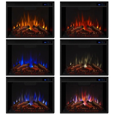 Compact Black Electric Fireplace Heater with Mantel