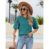 Womens Short Sleeve Lightweight Sweaters Crewneck Knit Pullover Tops with Crochet Sleeve Casual Crochet Blouse Shirt for Spring, Summer - 2 of 4