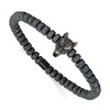 Chisel Stainless Steel Antiqued Wolf Head Matte 6.5mm Hematite Beaded 7.25" Stretch Bracelet - 2 of 4
