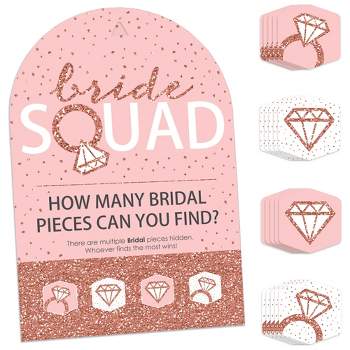 Big Dot of Happiness Bride Squad - Rose Gold Bridal Shower or Bachelorette Party Scavenger Hunt - 1 Stand and 48 Game Pieces - Hide and Find Game