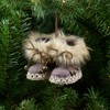 Northlight Houndstooth Booties with Faux Fur Trim Christmas Ornament - 3" - 2 of 4