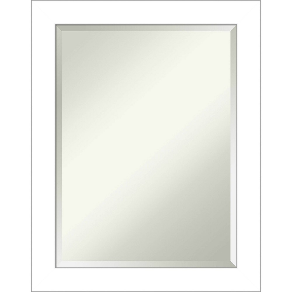 Photos - Wardrobe 22" x 28" Wedge Framed Bathroom Vanity Wall Mirror White - Amanti Art: Modern, Satin Finish, No Assembly Required