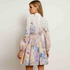 Women's Floral Belted Long Sleeve Mini Dress – Elegant Button Front Ruffle Hem by Cherie Code - 2 of 4