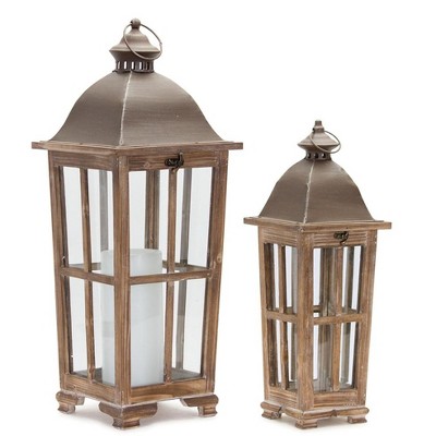 Melrose Tapered Wood Lantern (Set of 2)