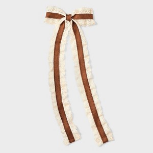 Long Lace Suede Bow Hair Clip - Universal Thread™ Brown - 1 of 3
