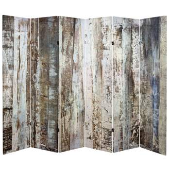 6" Double Sided Winter Woods Canvas Room Divider White - Oriental Furniture