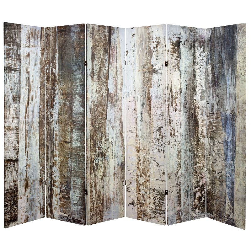 6&#34; Double Sided Winter Woods Canvas Room Divider White - Oriental Furniture, 1 of 4