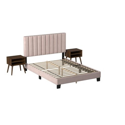 Queen Colbie Upholstered Platform Bed with Nightstands - Picket House Furnishings