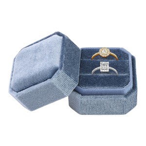 Unique Bargains Portable Double Slots Velvet Jewelry Ring Box for Proposal Engagement Wedding - 1 of 4