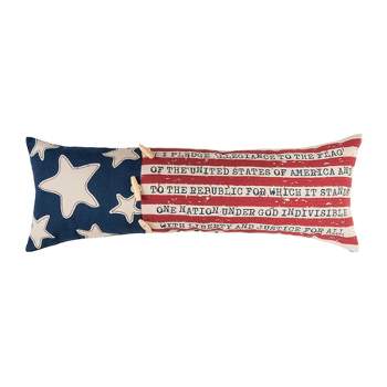 C&F Home 28" x 10" Patriotic American Flag 4th of July Embroidered Throw Pillow Red White and Blue