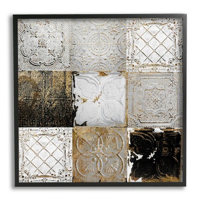 Stupell Industries Antique Tile Pattern Collage Framed Giclee