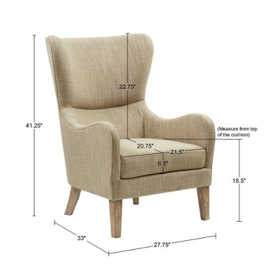 Taupe Multi High Wingback Accent Chair with Wood Legs
