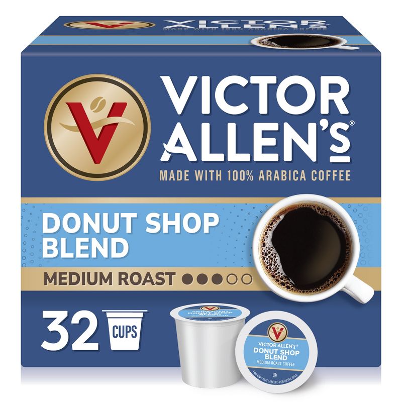 Victor Allen's Coffee Donut Shop Blend, Medium Roast, 32 Count, Single Serve Coffee Pods for Keurig K-Cup Brewers, 1 of 10