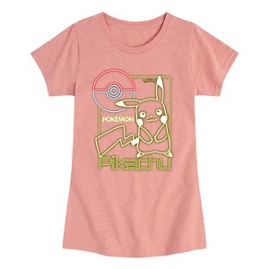 Girls' - Pokémon - Neon Pikachu Fitted Short Sleeve Graphic T-Shirt - 1 of 4